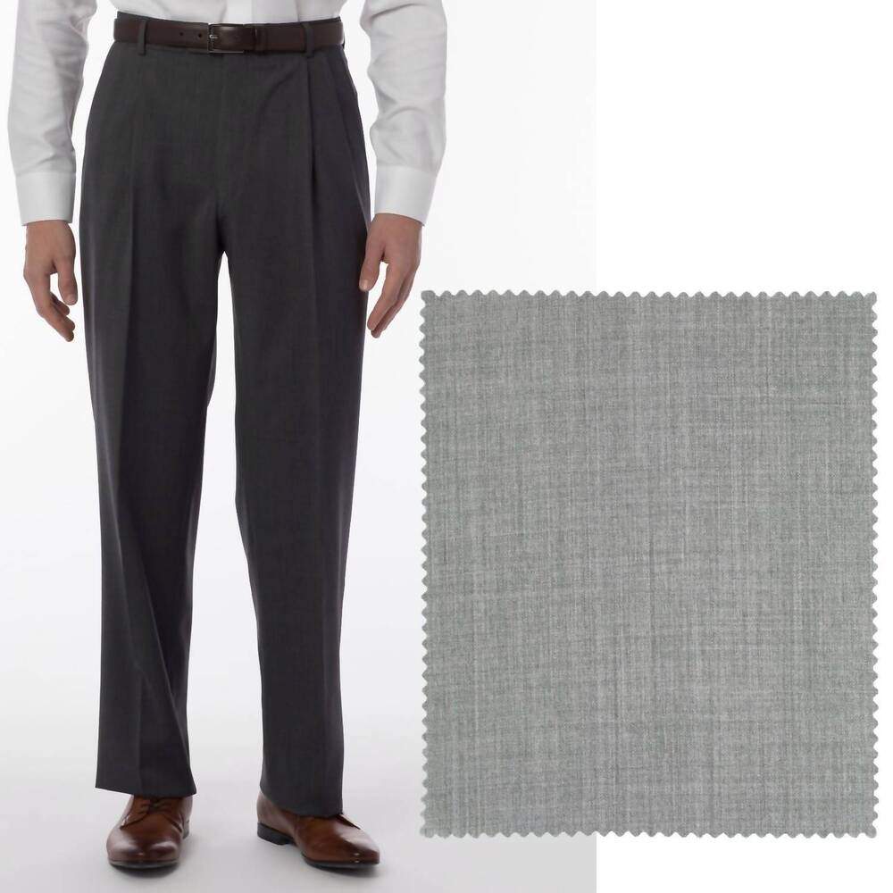 NEW BALLIN long fit super 120s wool gabardine comfort-eze trouser in pearl grey
